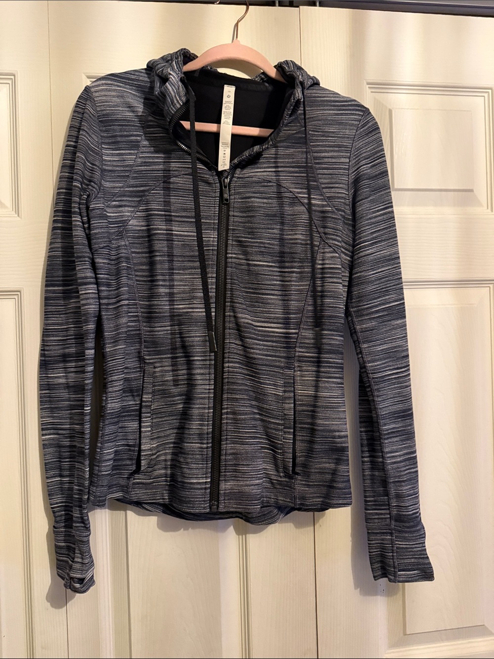 lululemon athletica Black & Gray Striped Zip Hoodie Jacket